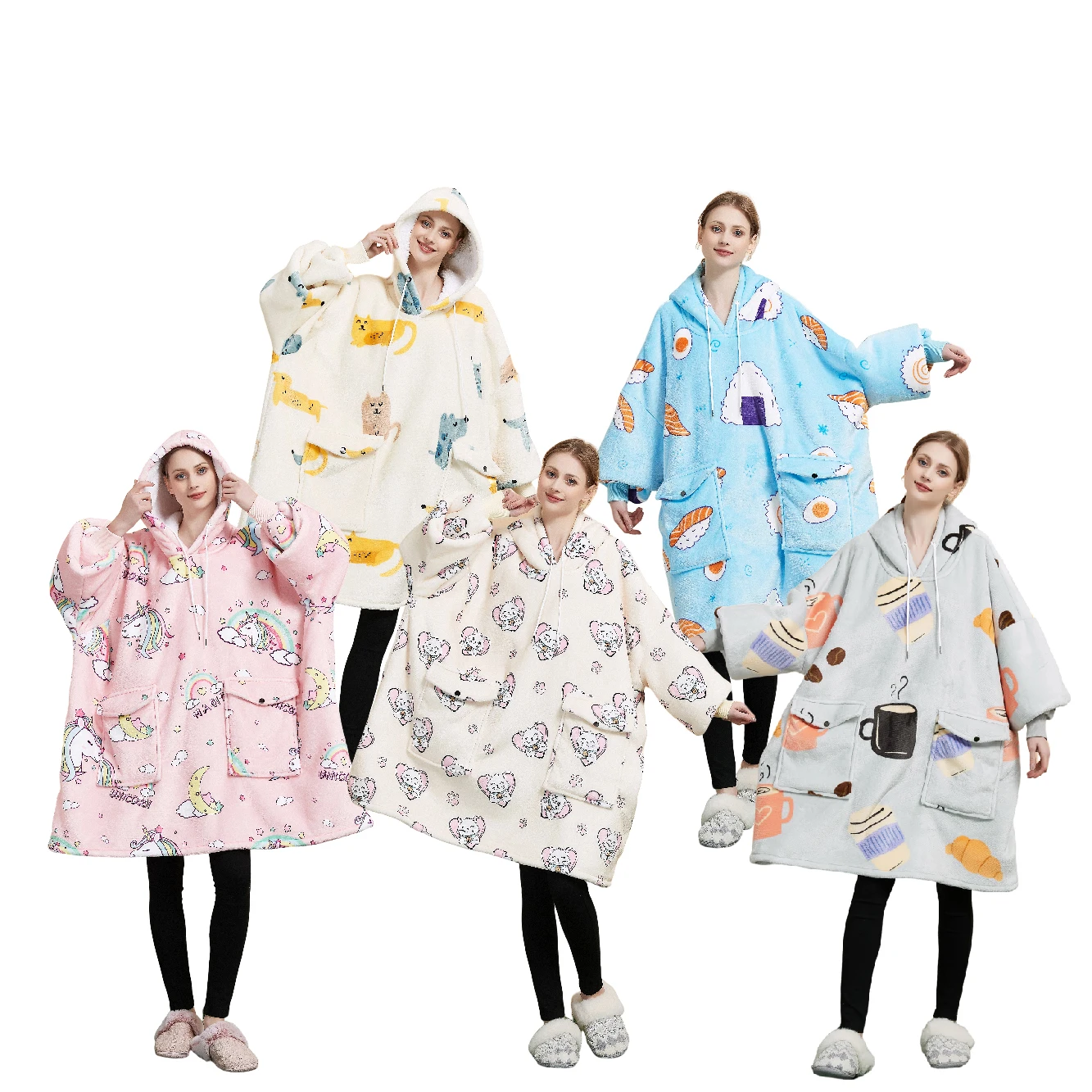 

Cheap Price Soft Sherpa Wearable Blanket Hoodie Custom Blanket Sweatshirt Blanket Hoodie