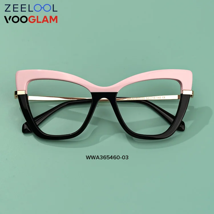 

Zeelool Vooglam fashion Wholesale Cateye Acetate Frames pink black optical eyeglasses acetate spectacle frames eyeglasses