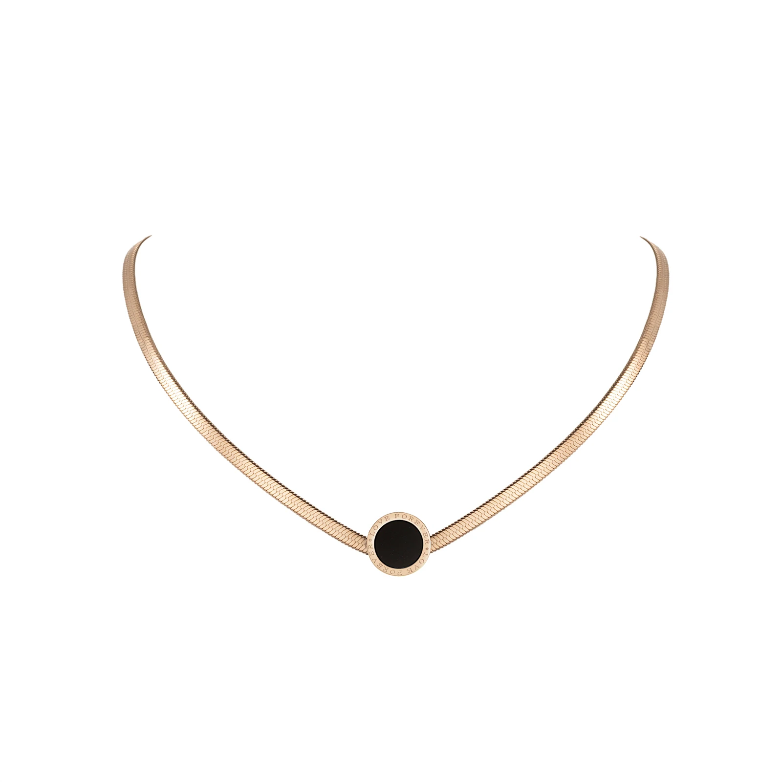 

Stainless Steel Personalised Women Rose Gold Roman Number Circle Snake Chain Choker Necklace Jewelry