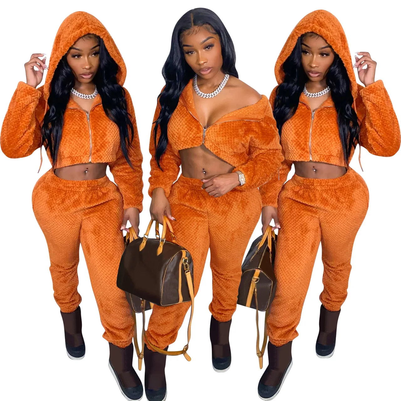 

Free shipping Ladies 2 Piece Outfits Loungewear Flare Pants Velour Fall Winter Plus Size Women Clothing Velvet Two Piece Sets, Customized color