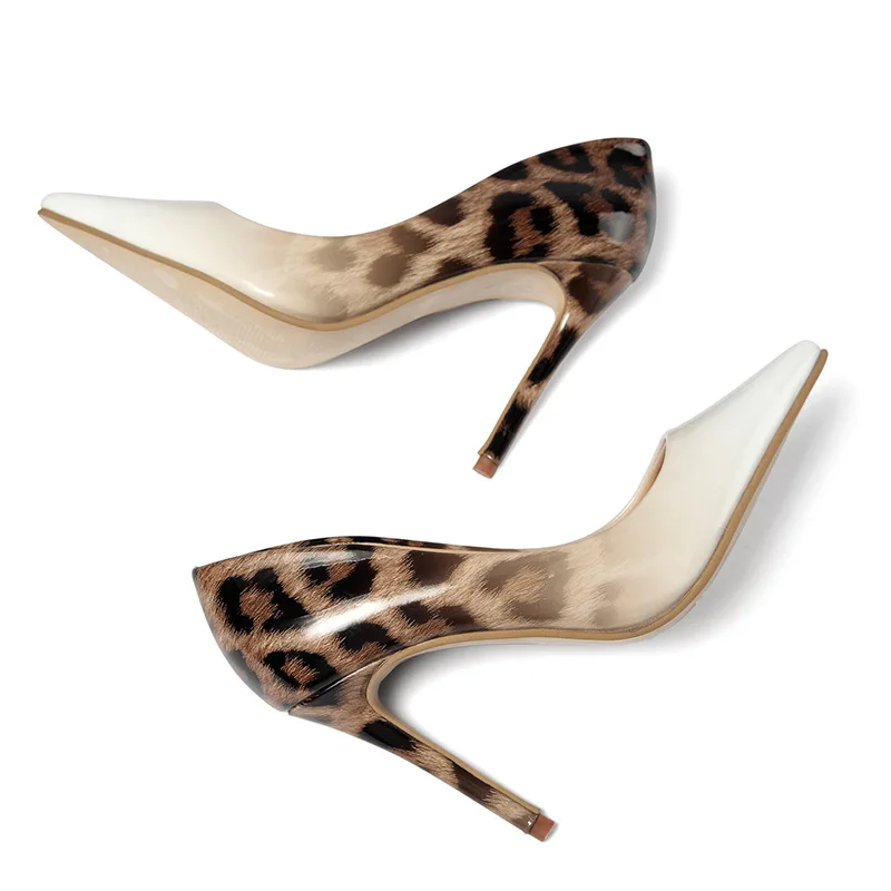 

2021 Hot Style fashion leopard print gradient ramp heels for women