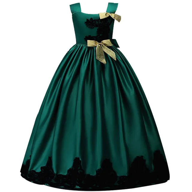 

Children Wedding Party Dress Red Evening Gown For Girls 12 Years Old Big Flower