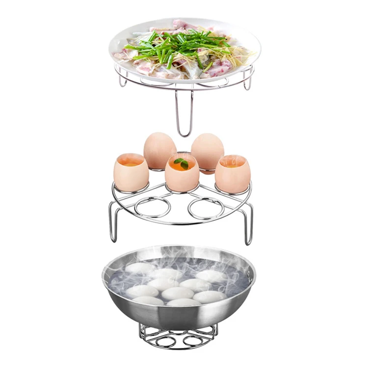 

A1072 Stainless Steel Egg Steamer Rack Steaming Stand for Pressure Kitchen Cooker Cooking Ware Multi-function Anti-scalding Rack