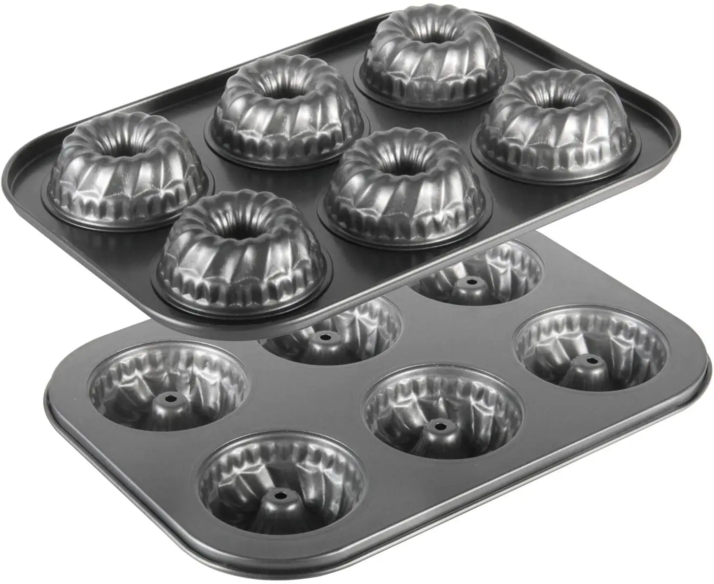 

Mini Bundt Pans, 6-Cavity Mini Fluted Tube Cake Pans,Carbon Steel Bundt Pans for Baking