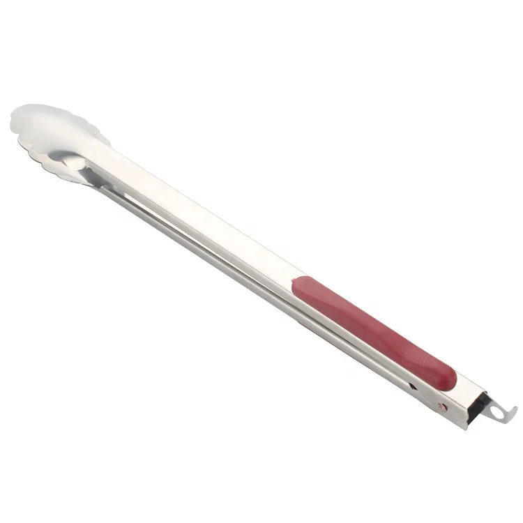 

portable kitchen korean bbq meat bread dessert clip stainless steel food tong for serving, Silver
