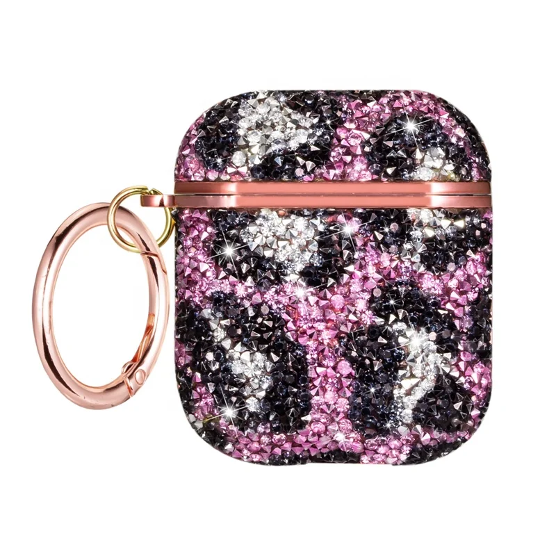 

New Hot Selling Women Earphone Case Luxury Sparkle Glitter Diamond Headphone Case with Keychain, Multi options