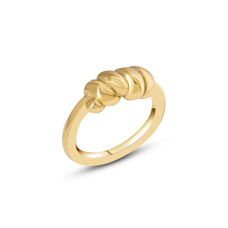 

Cool Wind Advanced Geometric Pop Twist Element Design Titanium Steel Ring Plated With 18k Gold Ring Jewelry