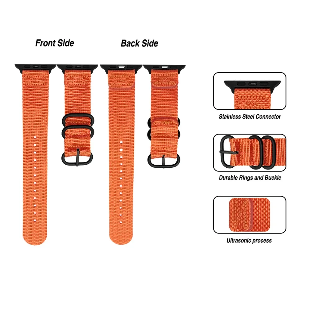 

Chinber Wholesale High Quality Solid Stripe Woven Nylon Canvas Watchband For Apple Watch Series Band, 11 colors in stock