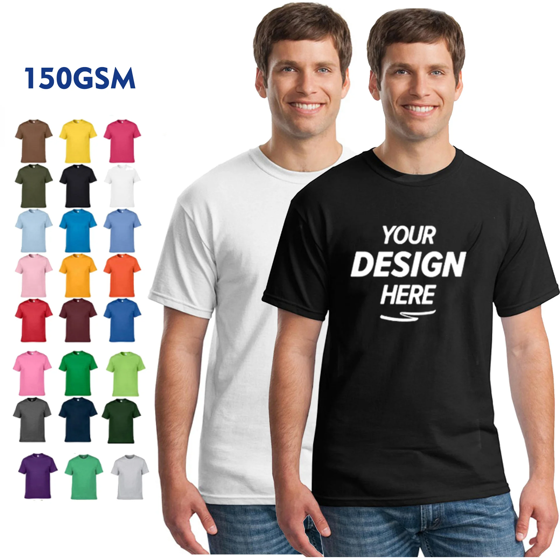 

HG6300 Customize Brand Graphic 100% Cotton men's Loose Fit Solid Color Bulk Blank Tall 150 Gsm Unisex T-Shirts