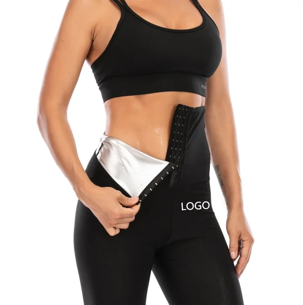 

Women Hot Neoprene Sauna Sweat Pants Workout Running Slimming Shorts Compression Leggings Body Shaper, Black