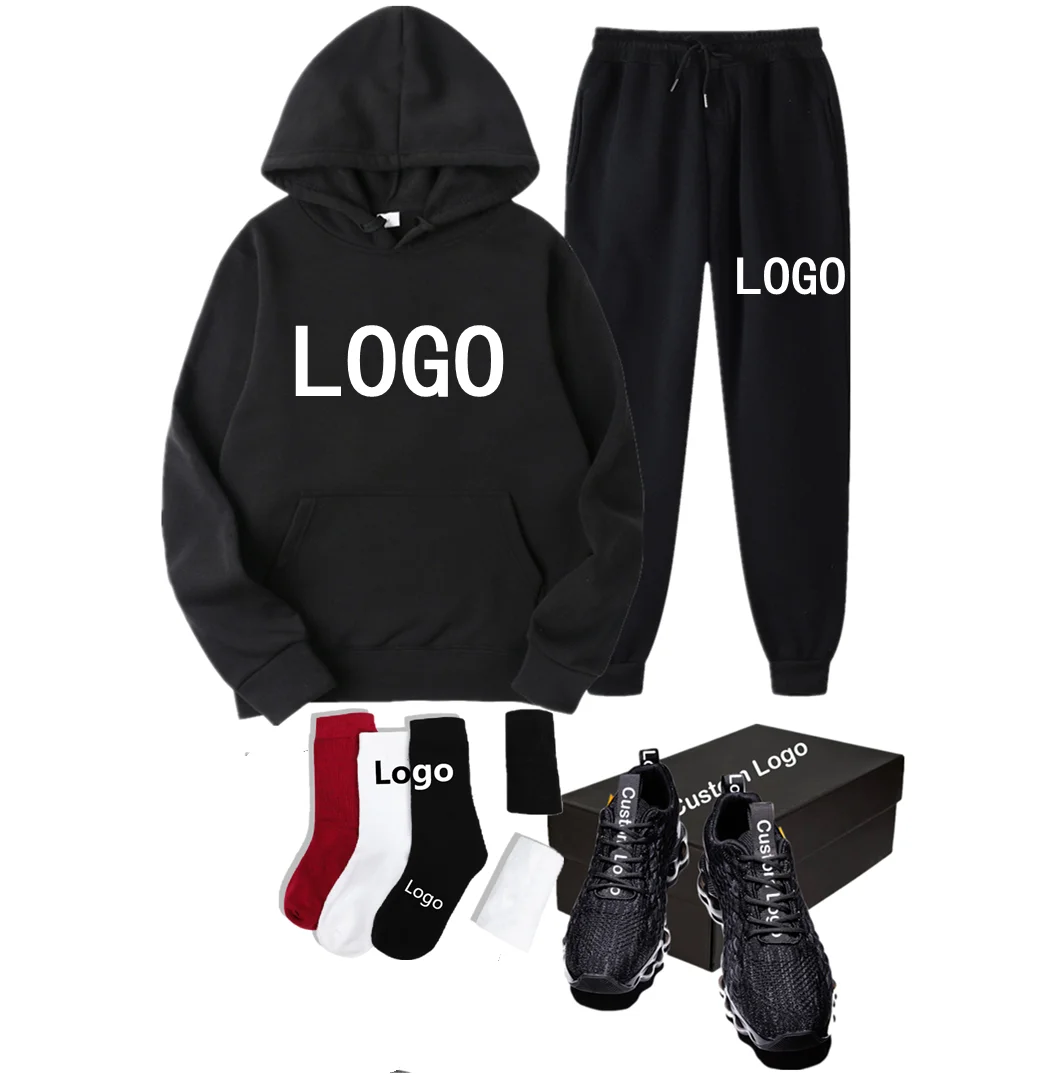 

Casual Custom LOGO Cotton Sweatshirt Suit Tracksuit Mens men's short-sleeved T-shirt +long pants casual two-piece suit