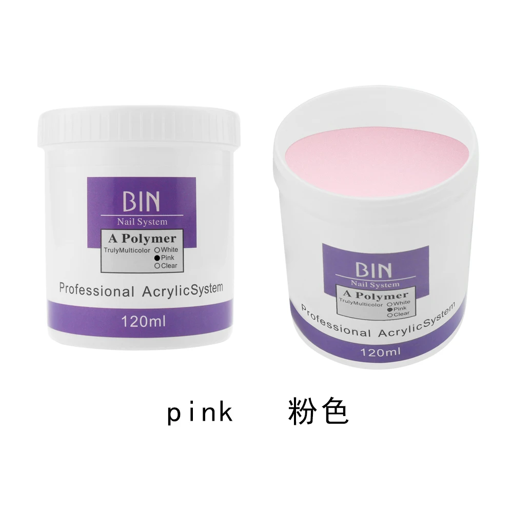 

BIN 120ML EMA Nail cover pink color polymer Carve acrylic powder, 241 colors