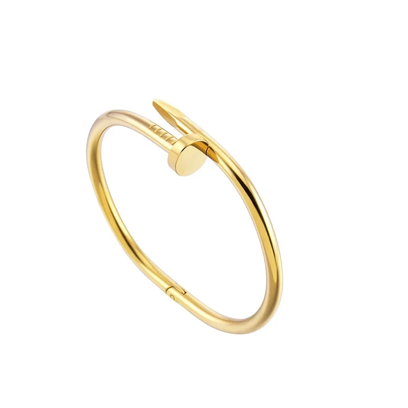 Classical Custom Gold Bracelet Charms Without Diamond 316l Stainless Steel Nail Bangle Bracelet for Men Women