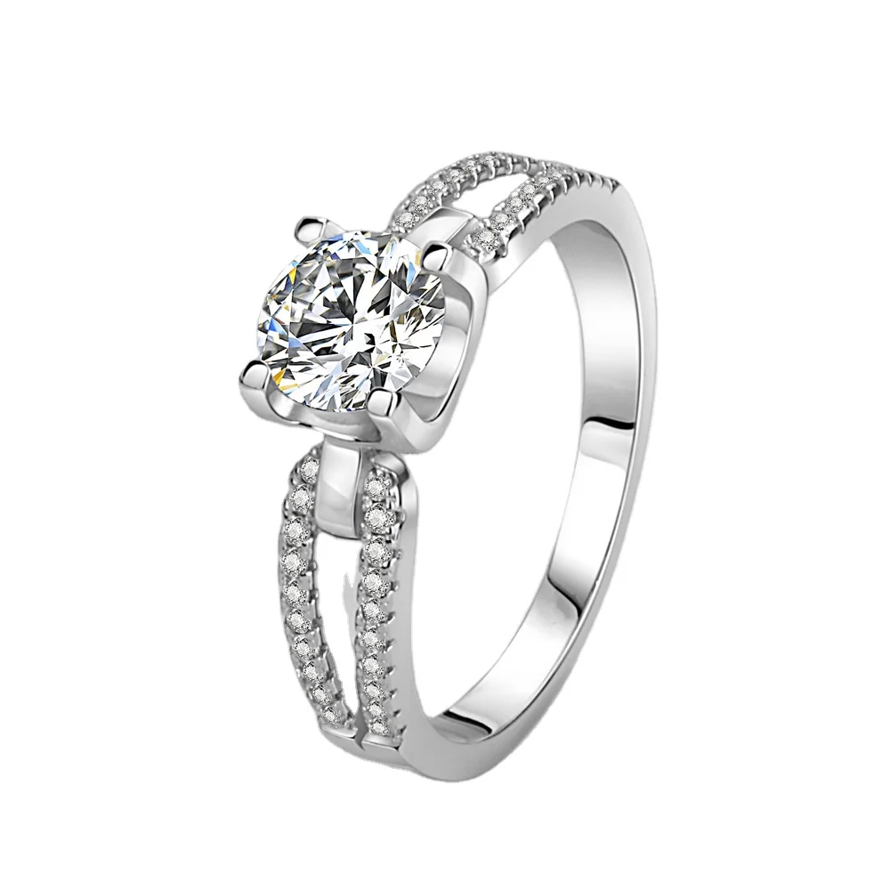

2021 new Tauren female animal style 1 carat diamond ring double row micro set zircon custom craft engagement banquet jewelry, White color/oem