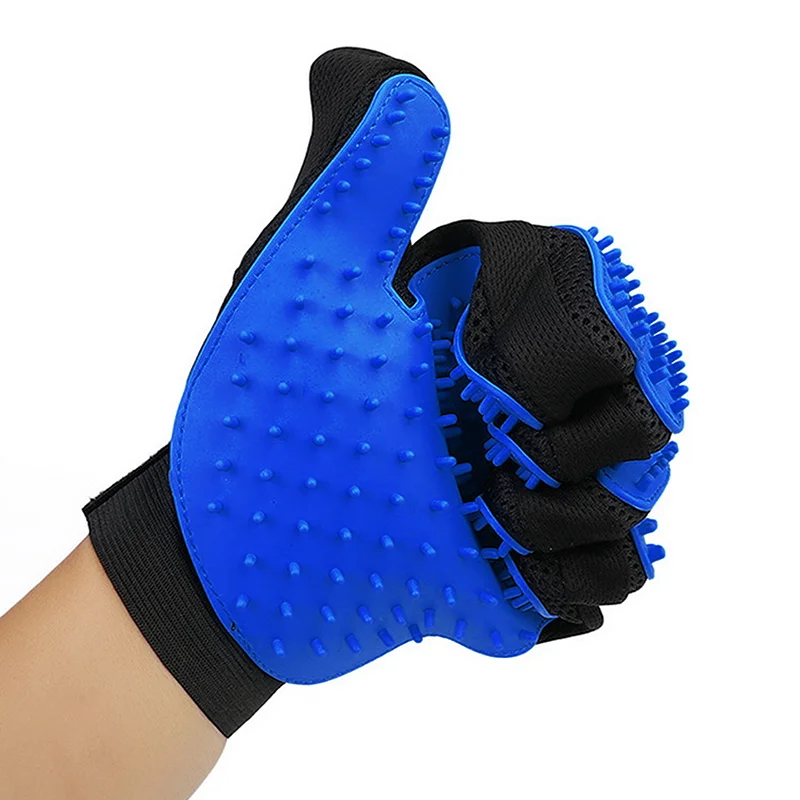 

Pet Hair Grooming Tools Dogs Cats Double Side Massage Cleaning Gloves, As picture