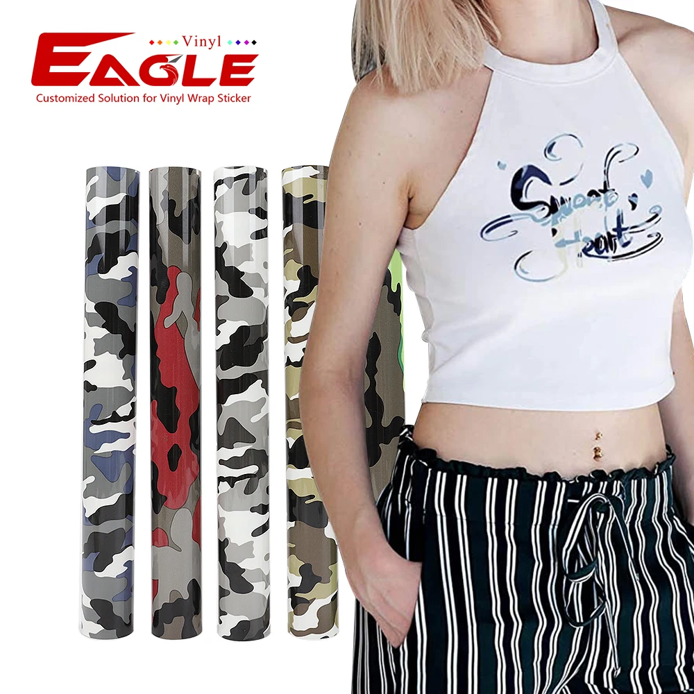 

Hot sale eagle camouflage heat transfer film htv heat transfer color vinyl rolls for clothing t shirts logos