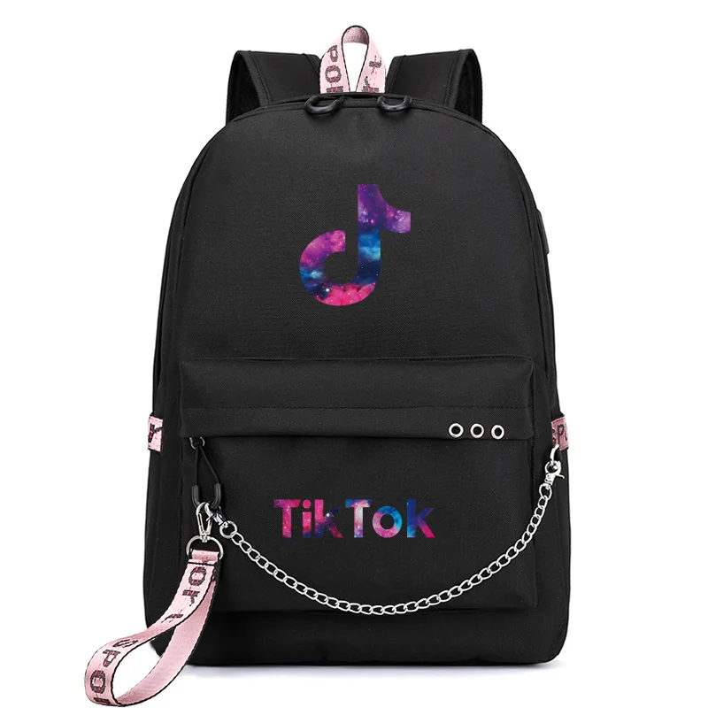 

nylon vacation travel kids gift USB port laptop tik tok school backpack, Red/pink/black/purple/rose red/wine red