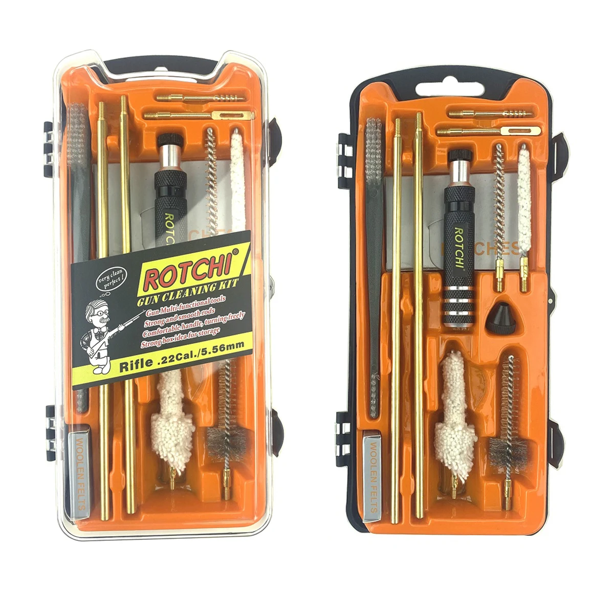 

Gun cleaning kit bore bronze brush transparent orange strong case
