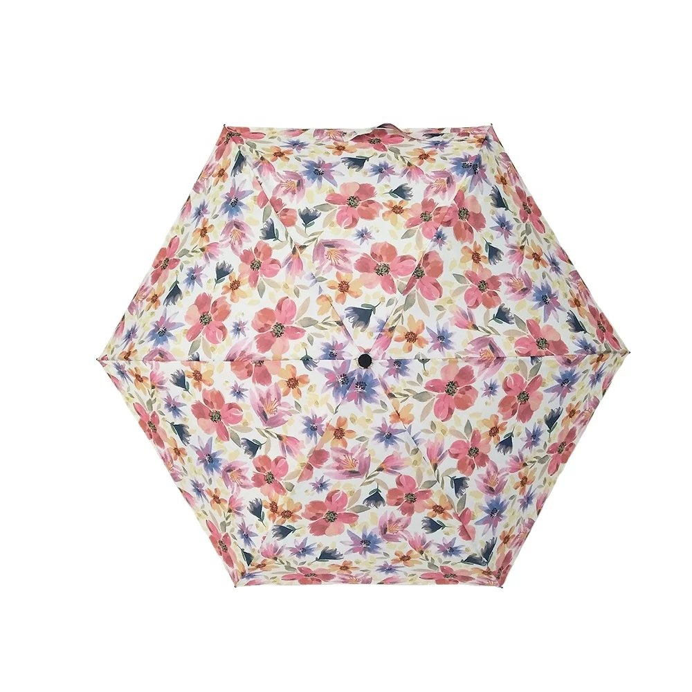
Manual Open Umbrella PInk Floral Print Mini Pocket Umbrella with customized 