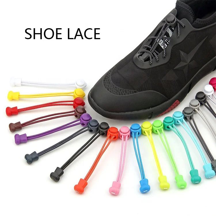 

No Tie Shoelaces Lazy Shoe Lace Lock Bungee locking system Reflective elastic shoelaces with print lock lace, Customized