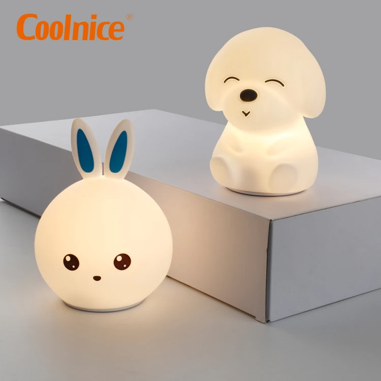 Rabbit night light USB charger silicon remote control pat lamp cartoon led night light