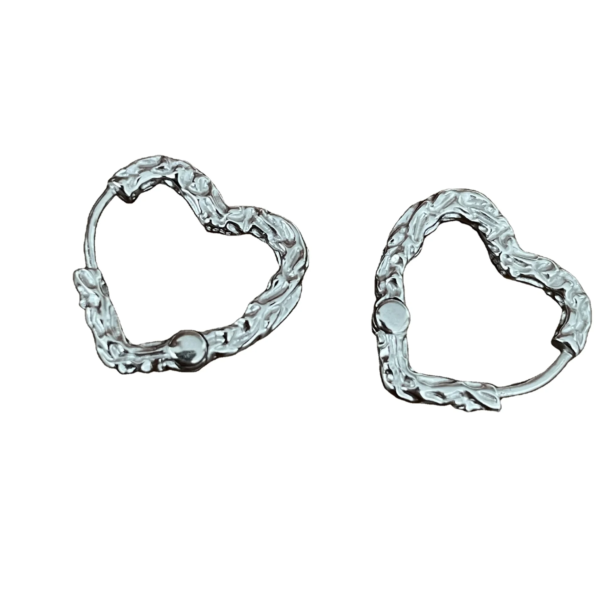 

Factory Directly wholesale 925 Sterling Silver Simple fashion Heart Hoop Earrings For Women jewelry 2023