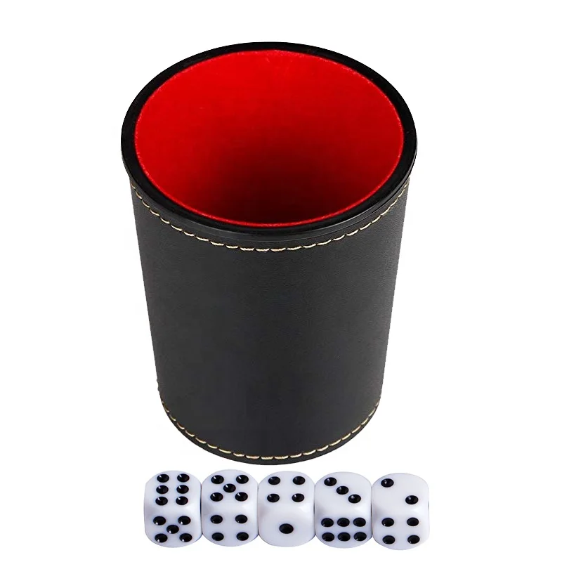 

cheap personalized custom pu leather dice cup with dice shaker game set