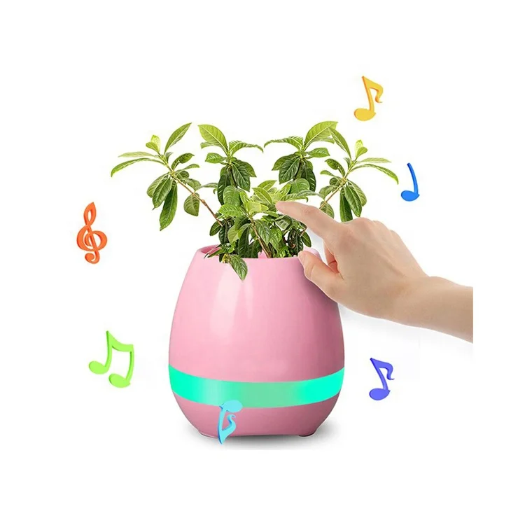 

Portable Creative Wireless Desktop BT Singing Music Smart Flower Pot led Smart Touch Sensor BT Speaker