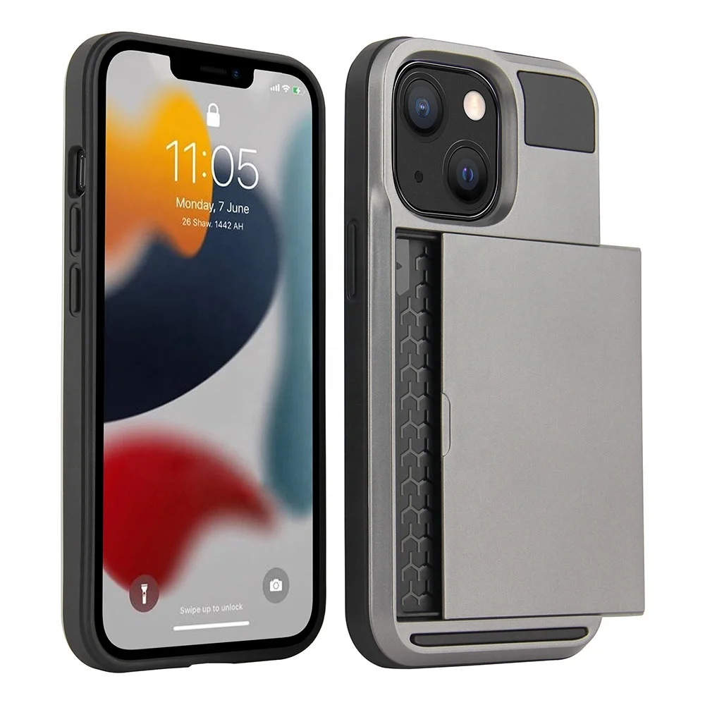 

Wholesale for iPhone 13 case Dual Layer Hybrid TPU Bumper Armor Wallet Phone Case for iPhone 13 12 11 Pro Xs Max XR 6.1