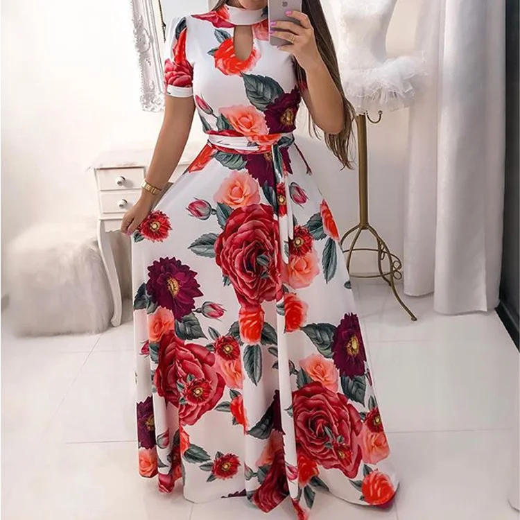 

2021 cheap summer trending women clothes clothing latest party loose ladies hem maxi design dress colorful women casual dresses, As the pictures shows