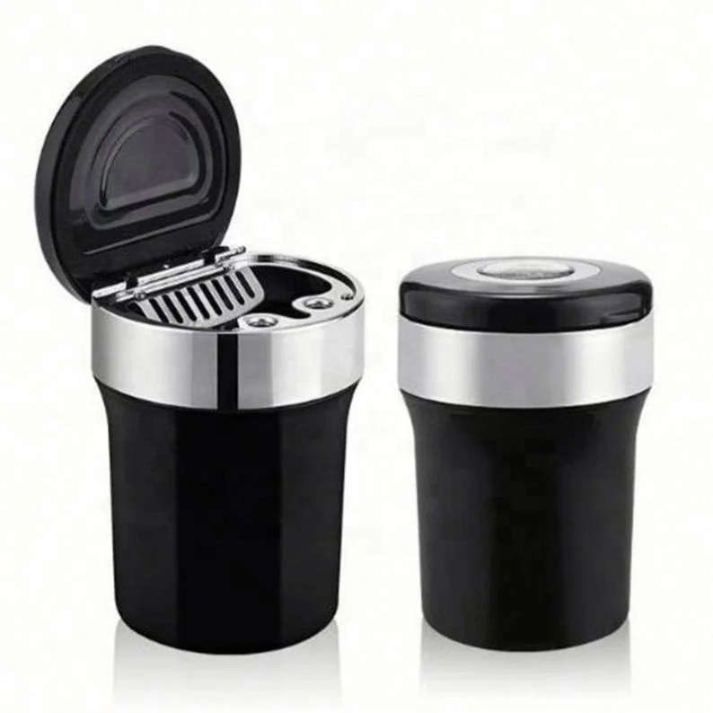

Plastic Portable Creative Compass Ashtray With LED, Black