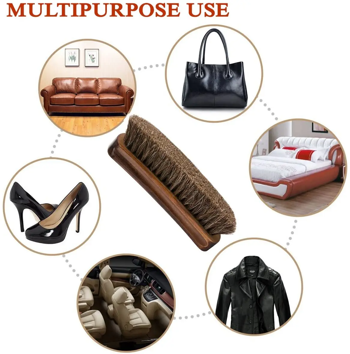 

Leather Brush for Cleaning brush Upholstery Cleaner car Interior Furniture Couch Sofa Boots Shoes and More Premium Quality, Natural color