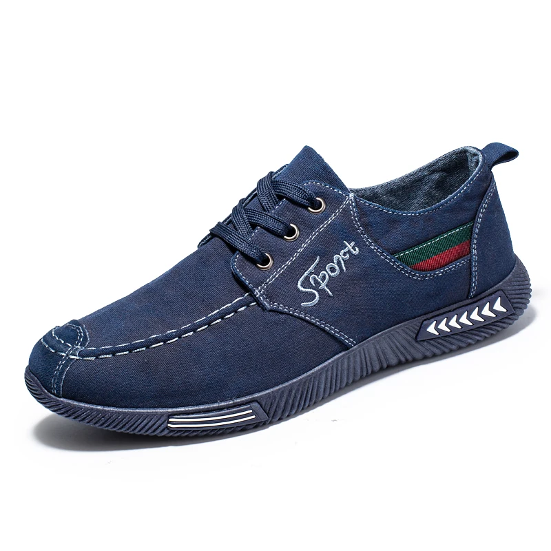 

2021 customized spot wholesale hot selling black designer casual sports walking style lace up trendy canvas shoes for men, Black blue grey