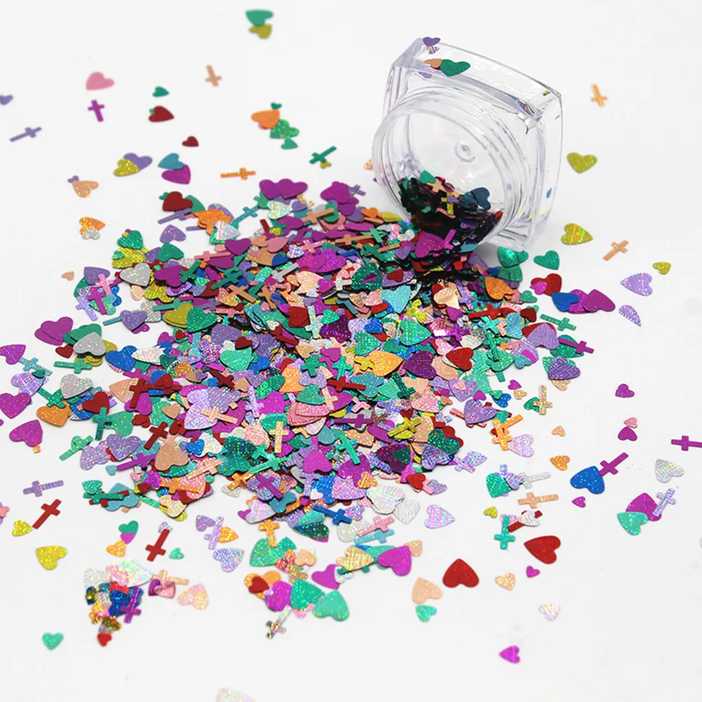 

Wholesale Love Heart Sequins Mixed Crosses Design Nail Art Glitter