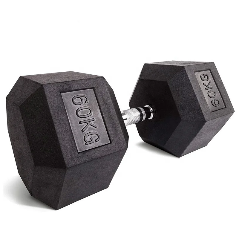 

Hex Dumbbells Set - Pair of 1Kg-50Kg Rubber Coated Black Hex Dumbbell Weights - Chrome Textured Non-Slip