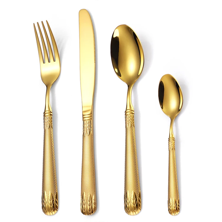 

Fancy handle design stainless steel flatware sets 4pcs cutlery set for hotels and restaurants