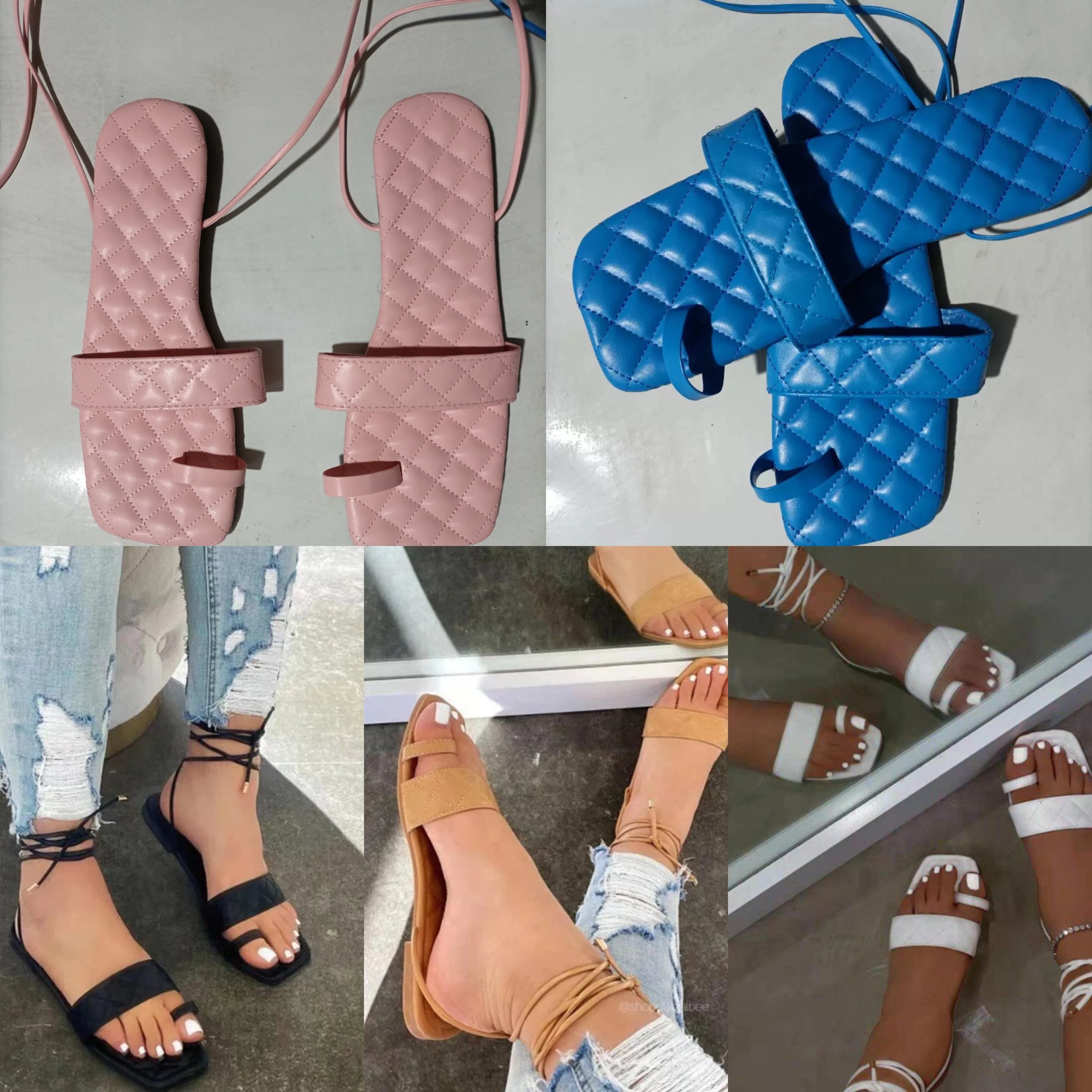 

Trendy INS Hot Slippers Lace-up Flat Shoes Casual Shoes Women's Flat Sandals For Ladies, Picture
