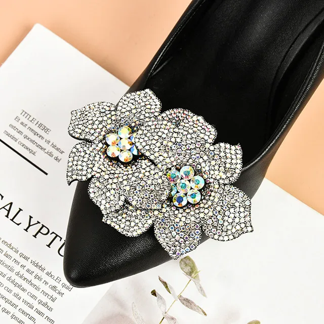

sandal hot fix flower shape rhinestone shoe's patch decoration accessories stone shoe buckle clip for hign heel woman's shoe, Colorful