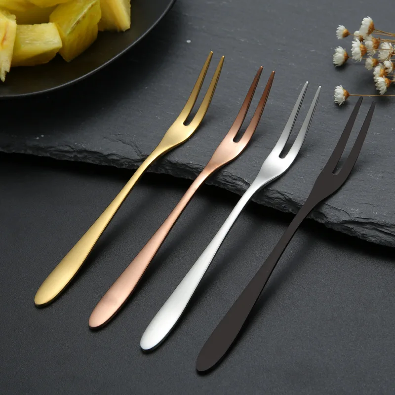 

Food Grade Eco Friendly Reusable Stainless Steel 18/10 Dessert Cake Colorful Fruit Fork, Silver/gold/rose gold/black/rainbow/blue/purple