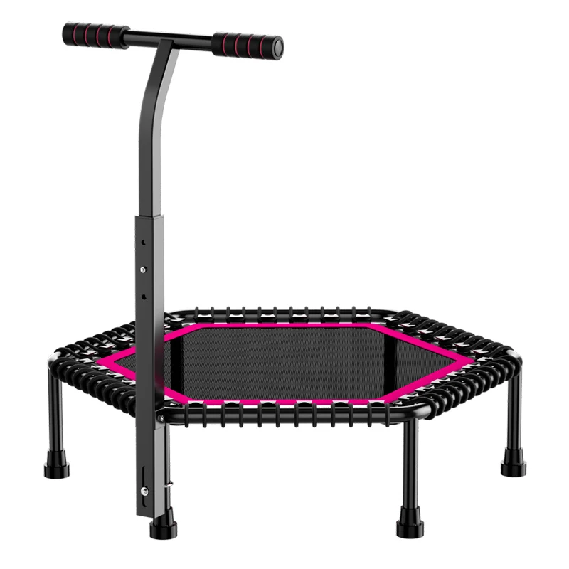 

Hot 2021 Vivanstar Jump Fitness Family Entertainment Facilities Outdoor Home Use Hexagon Trampoline 42/50 Inch ST6603, Black with pink or green