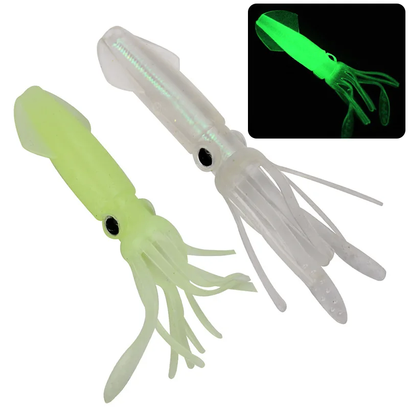 

Jetshark 10.5cm 8g Colorful Luminous Ocean Boat Sea Plastic Fishing Squid Soft Bait Octopus Skirts Fishing Lure