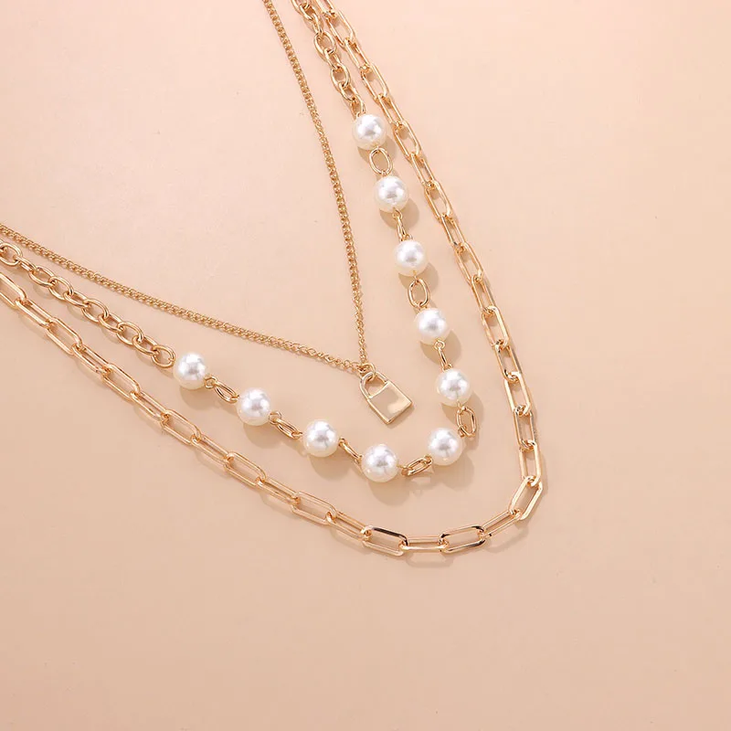 Hot Selling Pearl Necklace Gold Chain 