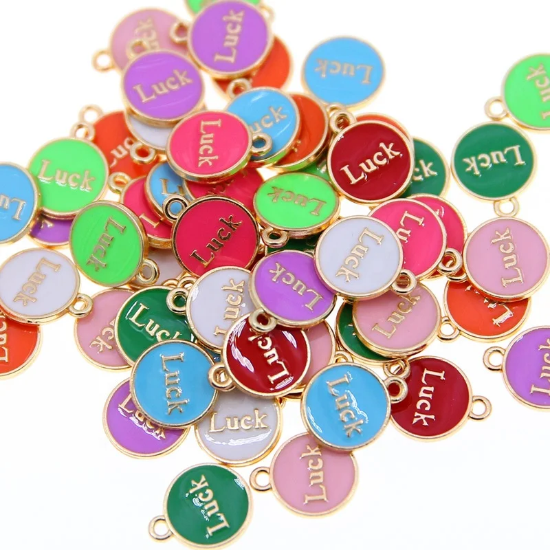 Jewelry Alphabet Accessories Alloy Double Sided Oil Drop Colorful Luck Letter Charms Alphabet Charm For DIY Bracelet Making