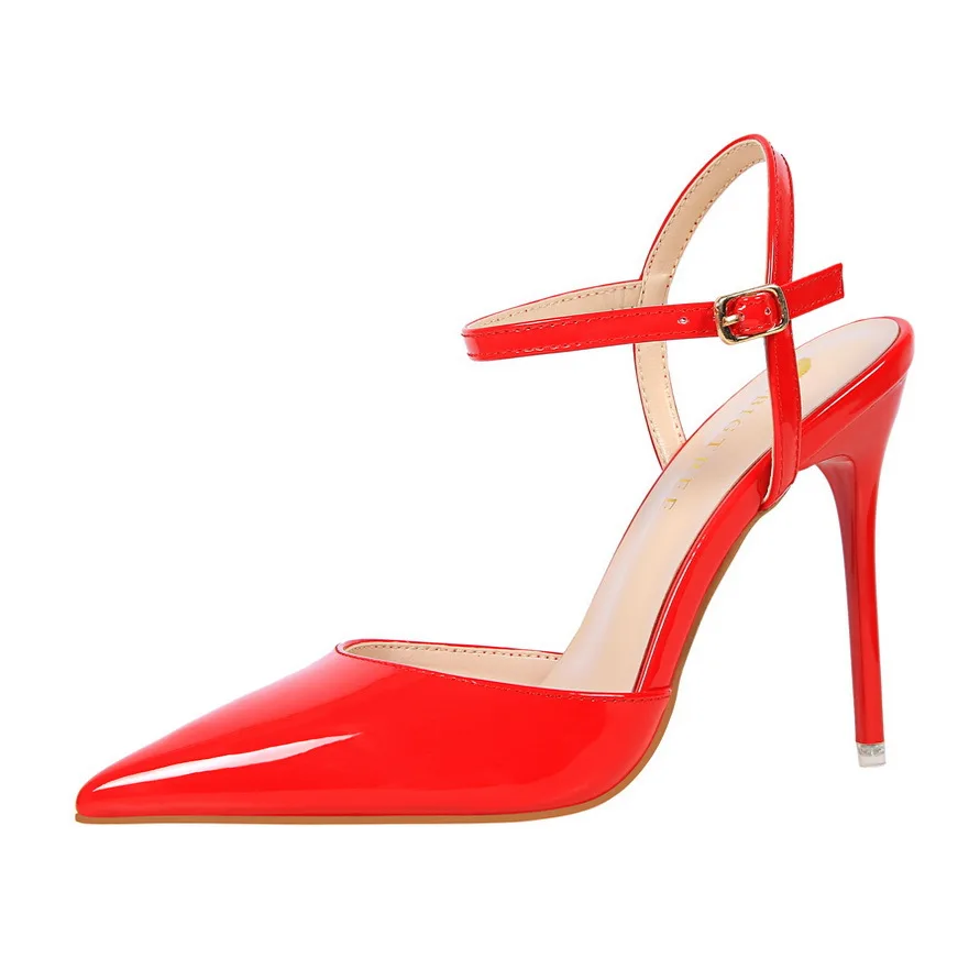 

New Product Launch in 2021 Simple Fashion Stiletto Heels Pointy Patent Leather Sexy Nightclub Heels Elegant Lady Heels