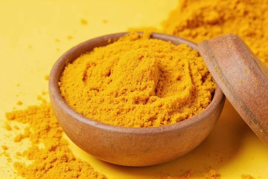 Turmeric body scrub ingredients on wooden table