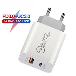 20W USB-C Power Adapter 25w Fast Charger Portable 5V 1A 2A Single Dual Port USB Wall 18w QC 3.0 PD Charger Android Phone Charger