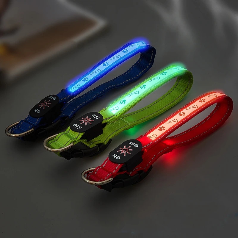 

USB Rechargeable flashing light waterproof luminous Safety lighter pet led dog collar, Red / green /pink/ blue