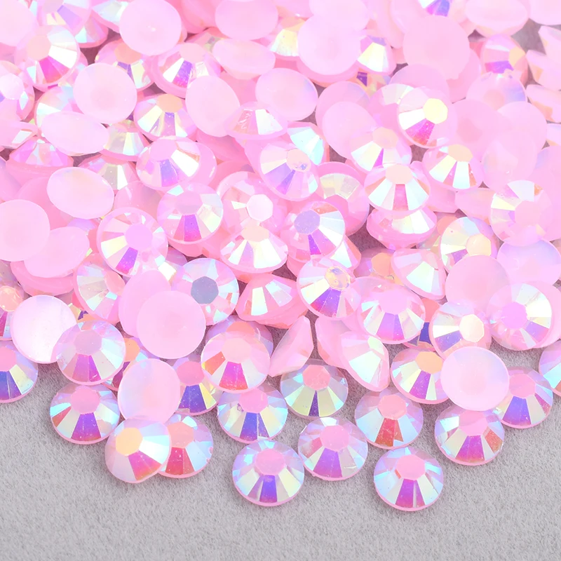 

High Quality 4mm 5mm 6mm Jelly Pink AB Strass Applique Round Flatback Resin Rhinestone for DIY Craft Decoration, Jelly pink ab/ 79 colors