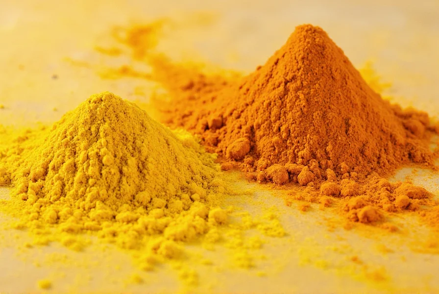 Golden yellow curcumin powder in a laboratory setting showing its intense color compared to regular turmeric powder