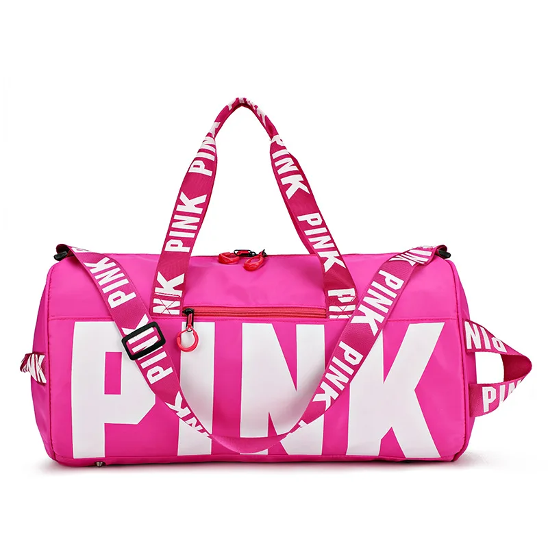 

Stylish Large Capacity Gym Sport Bag Weekend Round Short-Distance Waterproof Duffel Bag Pink Letter Tote Trip Duffel Bag, Multiple colors